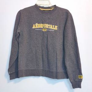 Aeropostale Varsity Athletics Sweatshirt Long Sleeve Gray Yellow Size Small